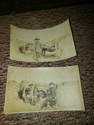 Us Army - Cannon - 2 Vintage Wwi Snapshot Photos - World War 1?