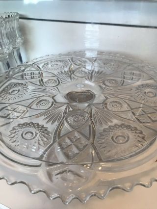 Vintage Clear Cut Glass 13 Inch Cake Stand Pedestal with 10 Dome Lid 3