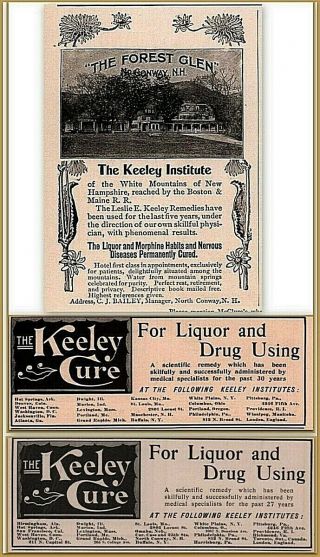 3 1897 - 1910 Forest Glen Keeley Institute No Conway Addiction Treatment Ads