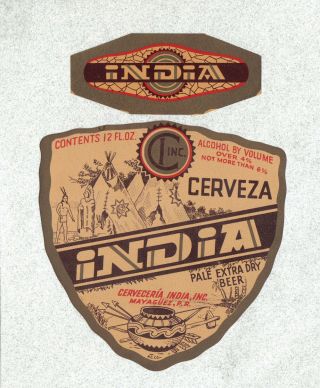 Beer Labels - Puerto Rico - Cerveza India Pale Extra Dry 12 Oz - Mayaguez