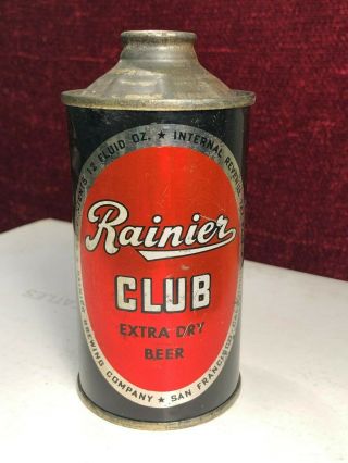 Old Rainier Club Extra Dry Beer Cone Top Can Irtp San Fransico California 1940 