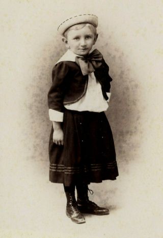 Antique Photo Cabinet Card Cute Little Boy In Dress Hat Fashion Bedford Mass
