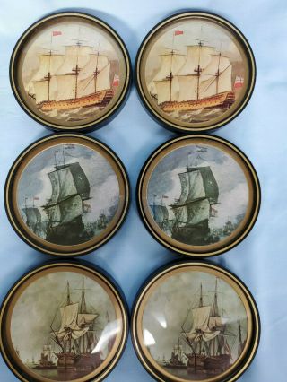 Vintage Nautical Themed Ship Coasters Set Of 6
