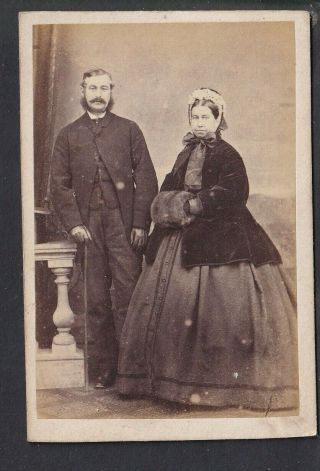 Victorian Cdv Ireland Cork Captain & Mrs Fry (?) - Photo A D Roche,  Patrick St