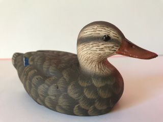 William Veasey Hand Painted Mini Resin Duck Decoy Female Mallard Hen Blue Wing
