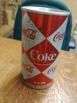 Vintage Steel Diamond Coca Cola Can 12 Oz.  Unsealed Rare