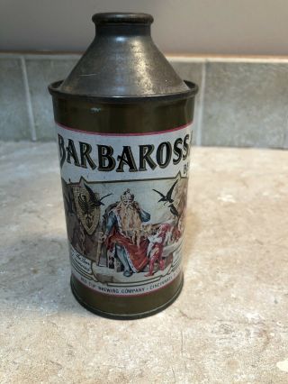 Barbarossa Beer 12 Oz.  Cone Top Beer Can - Red Top Brewing Co.  Cincinnati Oh