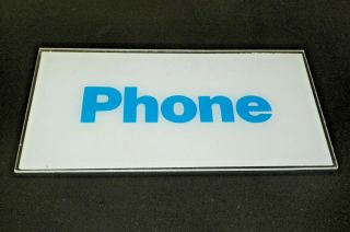 Nos Vintage Telephone Phone Booth Sign Plexi - Glass Insert 9 - 1/2 X 5