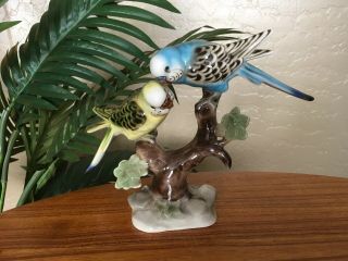 Vintage Keramos Wein 2 Bird On Tree Branch Porcelain Figurine