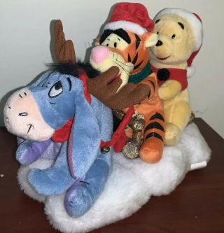 Gemmy Disney Winnie The Pooh Tigger Eeyore Christmas Sleigh Ride Music Motion