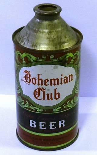 Bohemian Club Cone Top Beer Can Example