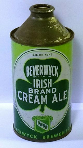 Beverwyck Irish Brand Cream Ale Cone Top Beer Can