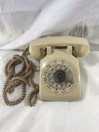 Vintage Itt Rotary Telephone Model 500 Phone Cream Beige Tan Off White