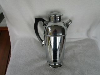 Vtg Chrome Plated Tea Coffee Pot Cocktail Pitcher With Screw On Spout Cap