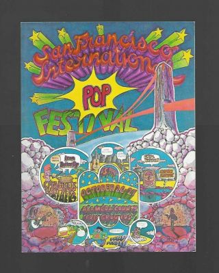 1968 San Francisco International Pop Festival Postcard / Handbill Near