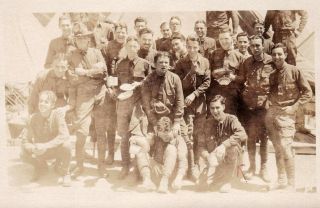 WWI Soldiers - Silly Troop Photo - World War 1 - RPPC - U.  S.  Army 3