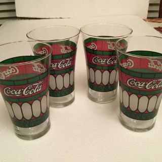 4 Vintage Coca Cola Tiffany Stained Glass Style Tumblers