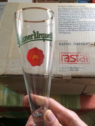 10 Pilsner Urquell Logo Beer Glass Rastal 0.  3 L Gold Rimmed Germany
