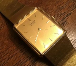 Vtg Seiko 5p30 - 5a99 Men’s Gold Tone Rectangle Quartz Watch Battery