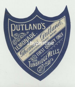 Tunbridge Wells Bottle Label 1900 Putland Lemonade Kent Mineral Water Co Ginger