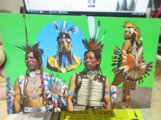 Other Old Native American Indian Postcard Tribe Clothing Feathers Headdress Men
