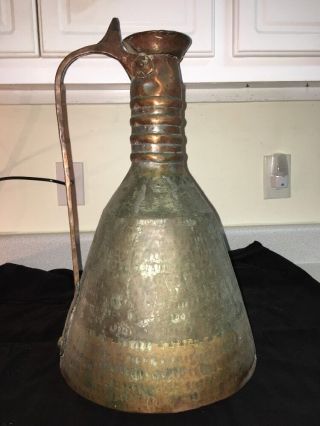 Vintage Antique Hand Made Big Heavy Copper Vase/pitcher/water Jar