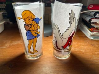 Vintage 1977 Pepsi Glass - The Rescuers Glasses Set Of 2 Penny/orville