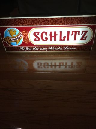 Schlitz Beer Large Light Up Sign 22.  25 X 8.  5 X 4.  5