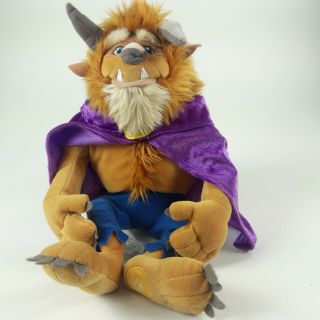 Disney Store Beast Plush From Beauty And The Beast Stuffed Doll 15 " Purple Cape