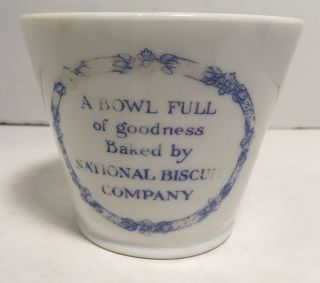 Vintage Milk Glass Nbc National Biscuit Co Bowl Nabisco