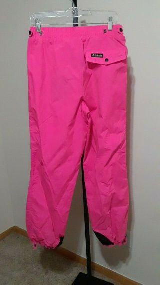 Vtg 80s 90s Hot Pink COLUMBIA Shell Pants Ski Snowboard Snow Nylon MENS M 2