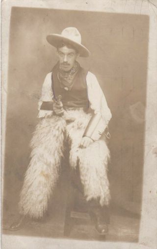 Old Vintage Photo Cowboy Fancy Dress Hat Gun Named Walter Young Sydney F4