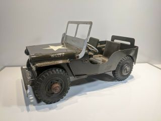 Vintage Louis Marx & Co Lumar Willys Jeep Pressed Steel Us Army Willy 