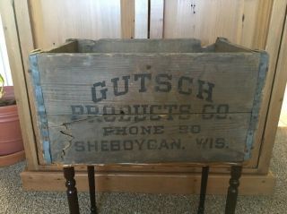 Vintage Pre - Prohibition Wood Beer Crate Gutsch Brewery Sheboygan Wis