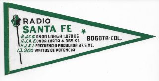 Qsl Pennant Radio Santa Fe Bogota Colombia South America Hjcg Hjae Hjki Dx Swl