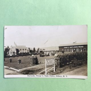 Sidney York Ny Rppc Photo Postcard 1910 - 20 Barracks Troop C State Police