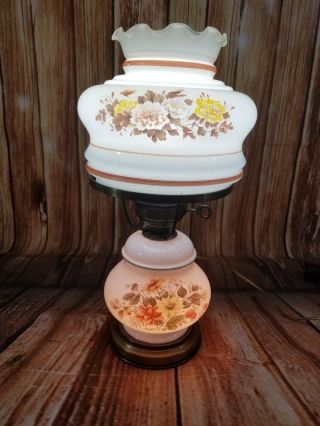 Vintage 3 Way Gone With The Wind Hurricane Hand Painted Lamp 16 " Floral