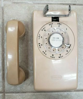 Vintage Western Electric Bell Systems Beige Rotary Wall Phone 554 Bmp