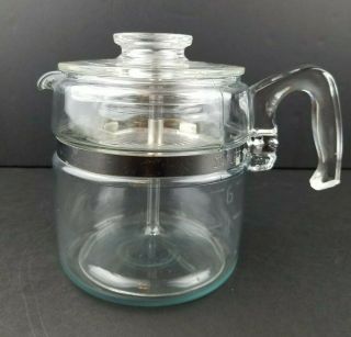 Vintage Pyrex Glass Flameware 6 Cup Percolator Coffee Pot - 7756 Complete