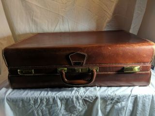 Vintage Leather Kaufmann Suitcase Luggage Garment Bag