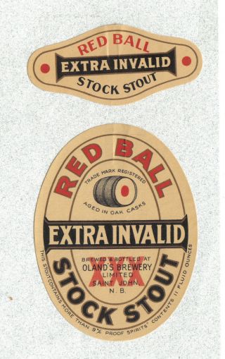 Beer Label - Canada - Red Ball Extra Invalid Stock Stout - Saint John,  Nb