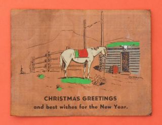 Vintage Western Copper Postcard Christmas Greetings Best Wishes For The Year