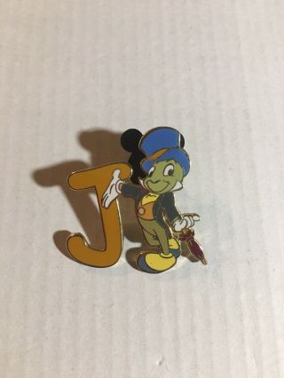 Disney Wdw Dlr Alphabet Series Letter J Jiminy Cricket Pinocchio Pin 7096