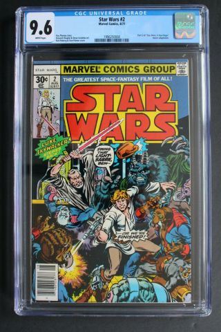 Star Wars 2 1st Print 1977 Marvel 1st Chewbacca Death Star Han Solo Cgc Nm,  9.  6