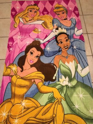 Disney World Resort Princess Blanket Pink Plush Cinderella Belle Aurora Tiana