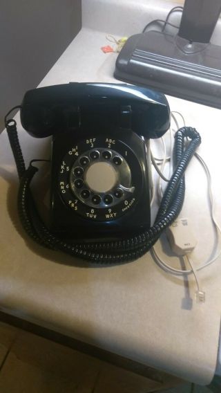 Vintage At&t Western Electric Cs500dm Black Rotary Dial Desktop Phone Good