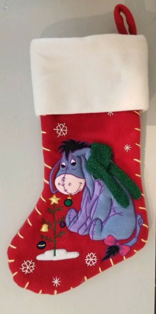 Disney Winnie The Pooh Eeyore Holiday Christmas Stocking Plush