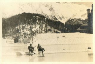 Curling Rink At Davos,  St.  Moritz,  Switzerland C1938 - Postcard Size Photo