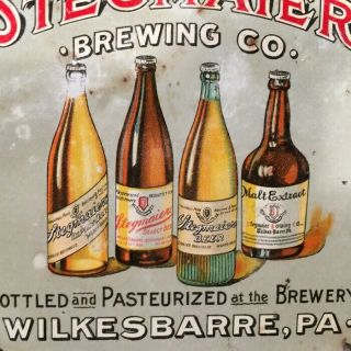 Stegmaier Brewing Malt Extract Bottles Tin Litho Match Holder Wilkes Barre Pa