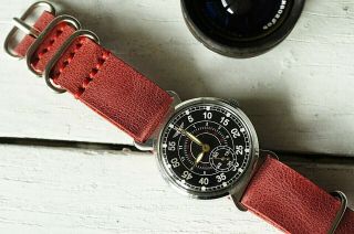 Vintage Pobeda Russian Soviet Watch Military Mechanical Leather Strap